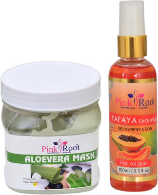 

Pink Root ALOEVERA MASK 500ML WITH PAPAYA FACE WASH 100ML(Set of 2)