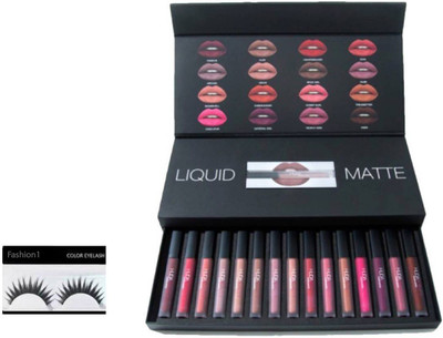 

FASHION 1 Imported combo of Matte Liquid Lipstick(Set Of-16) (Multicolour) with Eyelashes (Set of 2) (Set of 2)(Set of 16)