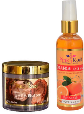 

Pink Root SHEA BUTTER CREAM 100G WITH ORANGE FACE WASH 100ML(Set of 2)