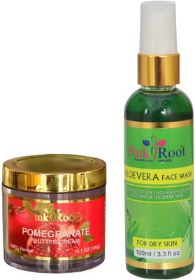 

Pink Root POMEGRANATE BUTTER CREAM 100G WITH ALOE VERA FACE WASH 100ML(Set of 2)