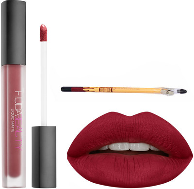 

Huda Beauty Professional Long lasting Liquid Matte Material Girl Colour Lipstick 6 Ml with Eye Kajal(Set of 1)