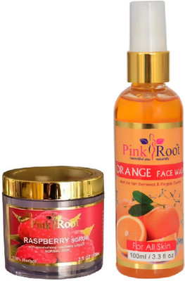 

Pink Root RASPBERRY SCRUB 100G WITH ORANGE FACE WASH 100ML(Set of 2)