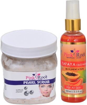 

Pink Root PEARL SCRUB 500ML WITH PAPAYA FACE WASH 100ML(Set of 2)