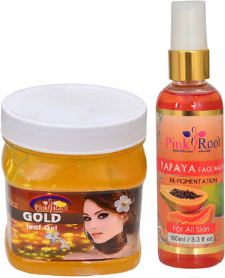

Pink Root GOLD GEL 500ML WITH PAPAYA FACE WASH 100ML(Set of 2)