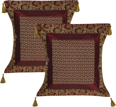 Lal Haveli Silk Cushions & Pillows Cover(Pack of 2, 45.72 cm*45.72 cm, Maroon)