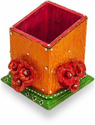 

Ritwika's 1 Compartments Wooden Pen Holder(Orange, Red, Green)