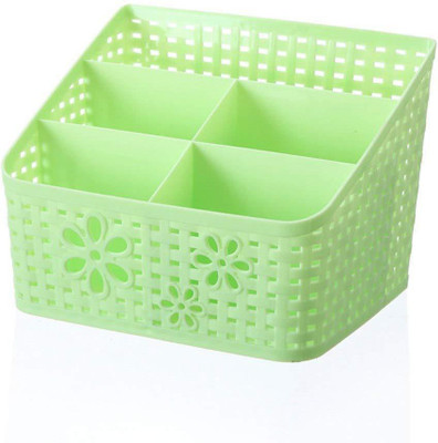 

SYGA 5 Compartments Plastic Remote Stand, Makeup Organizer, Basket Desktop Storage Organizer(Green)