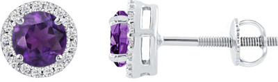 

SilverDew Excellent Pure 14kt White Rhodium Plated Round Cut Halo Style CZ Diamond Earrings for Lady-in Earrings from Jewelry Cubic Zirconia Sterling Silver Stud Earring