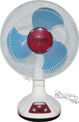 kingshan KL-F0092 Rechargeable With LED Light 500 mm 3 Blade Table Fan(White, Pack of 1)