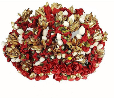

Bueno South Indian Bridal Girls & Women Wedding Juda Decoration Gajra (Veni) | Flower Bun Maker Hair Accessories (Red) Bun(Multicolor)