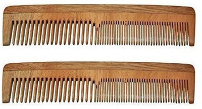 

sk handicrafts Neem Wood Wide Tooth Comb, (Light Brown, set of 2