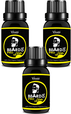 

VIHADO Beard, mustache and hair growth oil premium, 20ml for men, for non-hairy, patchy skin for all skin type with natural ingredients 100% safe. (Pack of 3) Hair Oil(20 ml)
