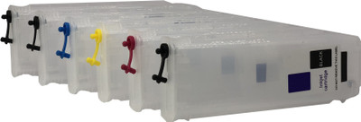 

UV 727 (C/Y/M/PB/GY/MBK) REFILLABLE CARTRIDGE FOR USE WITH HP DESIGN JET T 2500 PLOTTER WITHOUT CHIP Multi Color Ink(Black, Magenta, Yellow, Cyan)