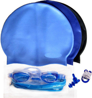

UnyBuy Swimming Combo | Swimming Kit | Silicone Cap + Goggles + Basic Nose Clip and 2 Pair Ear Plugs For Men, Women, Girls, Boys, Kids Swimming Kit