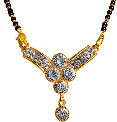 

manomay jewellers Gold Plated Mangalsutra studded with American diamonds For Women Alloy, Zinc Mangalsutra