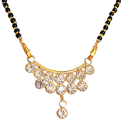 

manomay jewellers Gold Plated with studded American diamonds Mangalsutra For Women Alloy, Zinc Mangalsutra