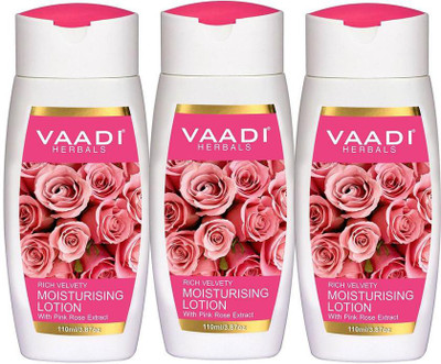 

Vaadi Herbals Rich Velvety Moisturising Lotion with Pink Rose Extract (110 ml x 3)(330 ml)