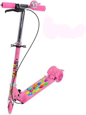 

Anzal 3 Wheel Scooter for Kids Kick Scooter Fold Able & Height Adjustable Up To 76 CM with Dual Foot & Hand Brake + Bell, Led Lights On Wheels, Wide Foot Rest(Multicolor)