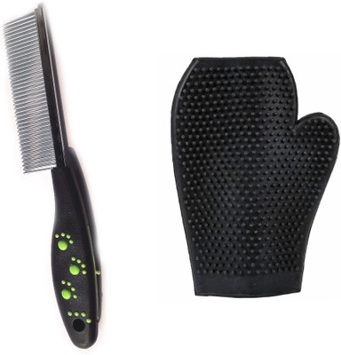 

Pet Needs High Quality Pet Comb Stainless Steel Pin Dog Grooming Brush With Bathing Glove Basic Comb for Dog