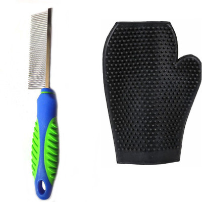 

Pet Needs Pet Comb Stainless Steel Pin Dog Grooming Brush With Bathing Glove Basic Comb for Dog