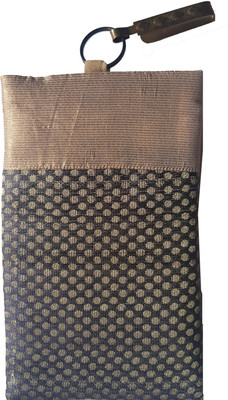

Mahadev Exports Brocade Mobile Cover/ pouch with zip behind and hook Mobile Pouch(Gold)