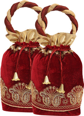 

Kuber Industries Velvet Rajasthani Potli Bag/Clutch/Bridal Clutch (Multi) Set of 2 Pcs Potli(Multicolor)