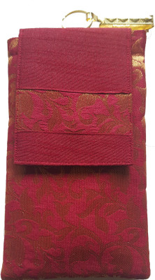 

Mahadev Exports Brocade Mobile Cover/ pouch with zip behind and hook Mobile Pouch(Maroon)