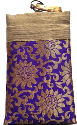 

Mahadev Exports Brocade Mobile Cover/ pouch with zip behind and hook Mobile Pouch(Blue)