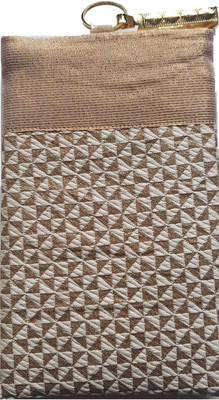 

Mahadev Exports Brocade Mobile Cover/ pouch with zip behind and hook Mobile Pouch(Gold)