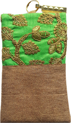 

Mahadev Exports Brocade Mobile Cover/ pouch with zip behind and hook Mobile Pouch(Green)