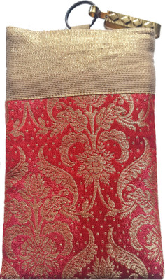 

Mahadev Exports Brocade Mobile Cover/ pouch with zip behind and hook Mobile Pouch(Red)
