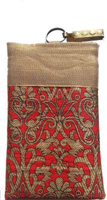 

Mahadev Exports Brocade Mobile Cover/ pouch with zip behind and hook Mobile Pouch(Red)