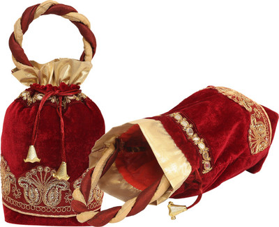 

Kuber Industries Velvet Rajasthani Potli Bag/Clutch/Bridal Clutch (Multi) Set of 2 Pcs Potli(Multicolor)