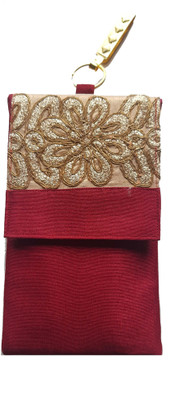 

Mahadev Exports Brocade Mobile Cover/ pouch with zip behind and hook Mobile Pouch(Maroon)