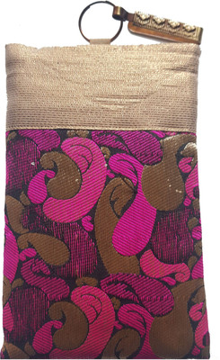 

Mahadev Exports Brocade Mobile Cover/ pouch with zip behind and hook Mobile Pouch(Pink)