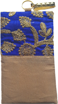 

Mahadev Exports Brocade Mobile Cover/ pouch with zip behind and hook Mobile Pouch(Blue)