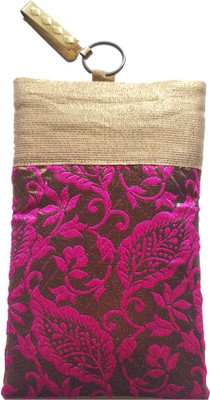 

Mahadev Exports Brocade Mobile Cover/ pouch with zip behind and hook Mobile Pouch(Pink)