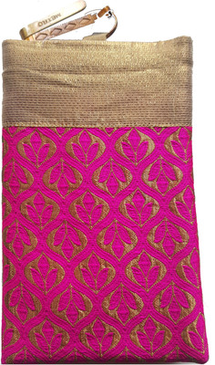

Mahadev Exports Brocade Mobile Cover/ pouch with zip behind and hook Mobile Pouch(Pink)