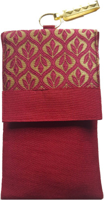 

Mahadev Exports Brocade Mobile Cover/ pouch with zip behind and hook Mobile Pouch(Maroon)