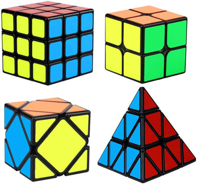 

D ETERNAL Rubiks Cube 2x2 3x3 Triangle Pyramid and Skewb Rubix Speed Cube Magic Smooth Cube Puzzle Toy(4 Pieces)