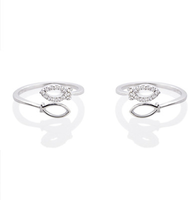

SilverDew Pair Of Two Toe Fashion Rings For Women College Girls Trendy Design Diamond White Rhodium Adjustable Sterling Silver Cubic Zirconia Toe Ring