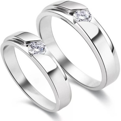

silver shine  couple ring set Alloy Cubic Zirconia Gold-plated Plated Ring Set