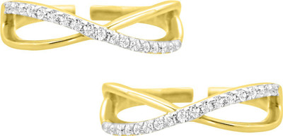 

SilverDew Diamond Studded Infinity Design Toe Ring For Women Adjustable Sterling Silver Cubic Zirconia Rhodium Plated Toe Ring, Yellow