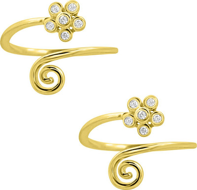 

SilverDew Jewellery Toe Ring Midi For Women Diamond Floral Design Adjustable Sterling Silver Cubic Zirconia Rhodium Plated Toe Ring, Yellow