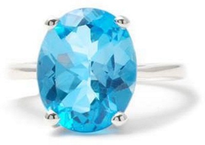 Jaipur Gemstone Blue Topaz Ring With NAtural blue Topaz Stone Stone Topaz Silver Plated Ring