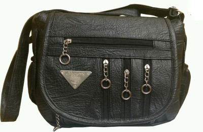

Raju purse collection Girls Casual Black PU Sling Bag