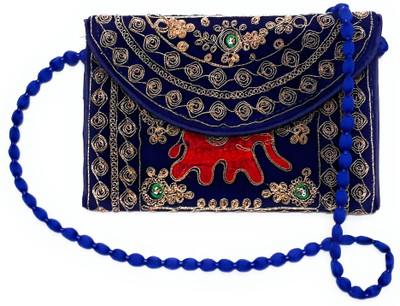 

Unique Fashion Women Casual Blue Silk Sling Bag