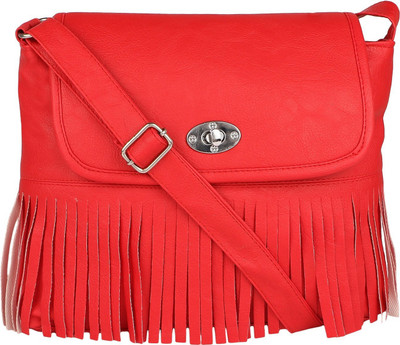 

Rekha Collection Women Casual Red PU Sling Bag