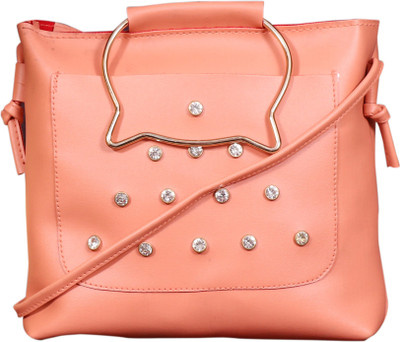 

SH0PMAX Girls Evening/Party Orange Leatherette Sling Bag