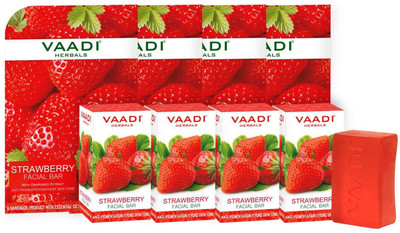 

Vaadi Herbals Strawberry Facial Bars with Grapeseed Extract (25 gms X 4)(100 g, Pack of 4)